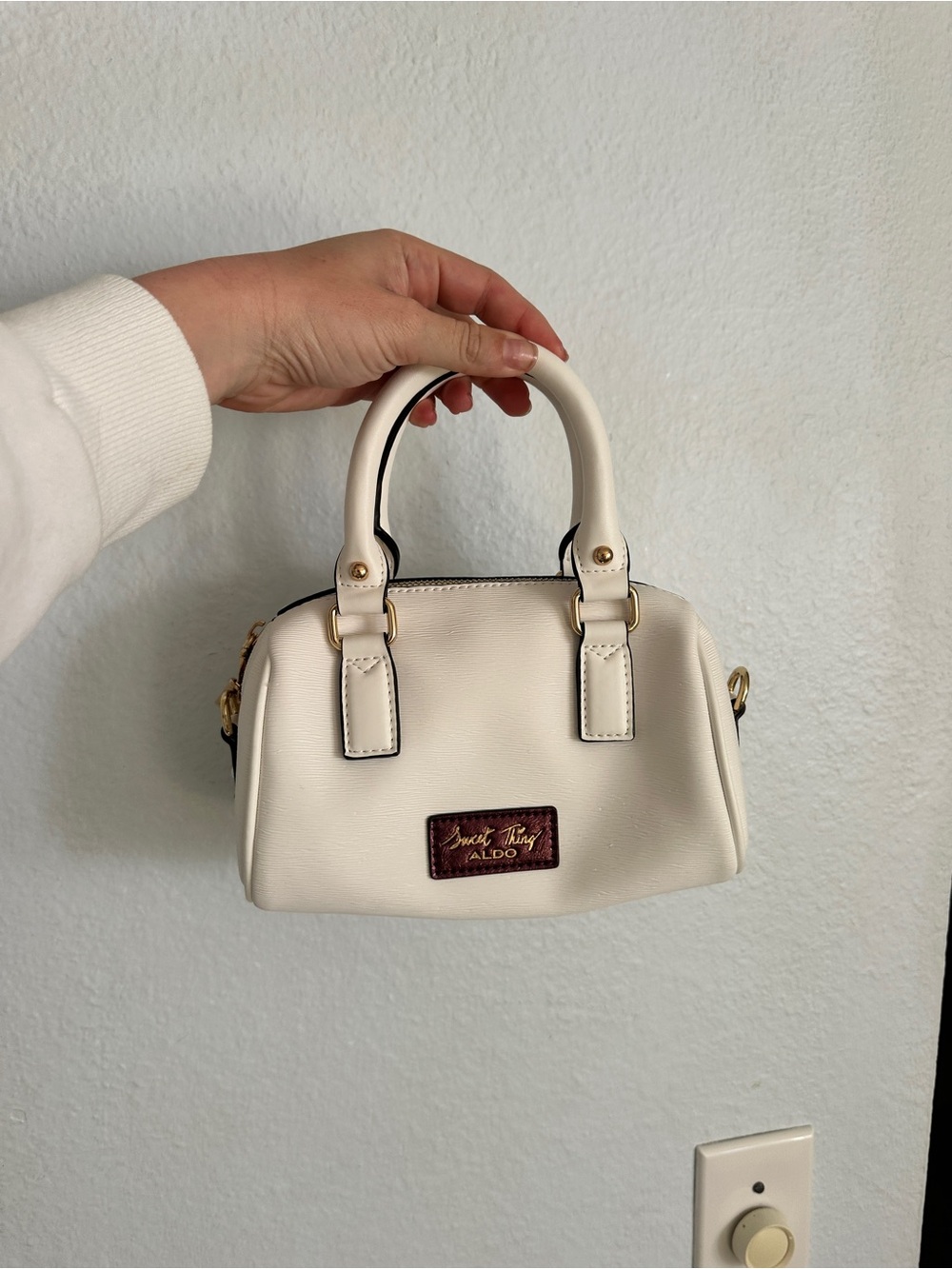 ALDO Cream Mini Top-Handle Satchel with Gold Accents